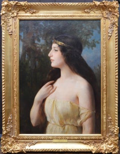 Hera - Large 19th Century Neoclassical Oil Painting of Greek Goddess 