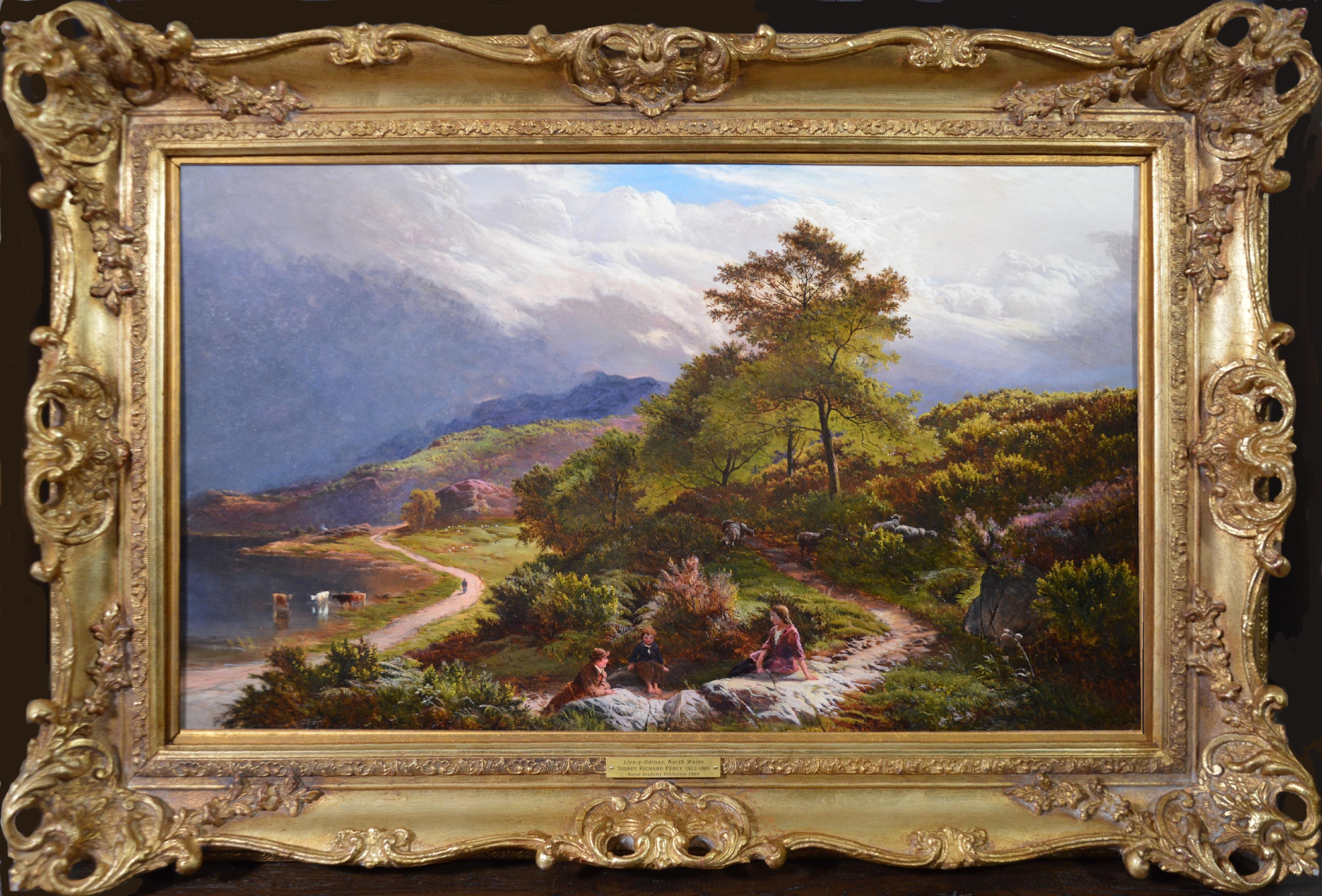 Sidney Richard Percy Animal Painting - Llyn-y-Ddinas, North Wales - 19th Century Landscape Royal Academy Oil Painting 