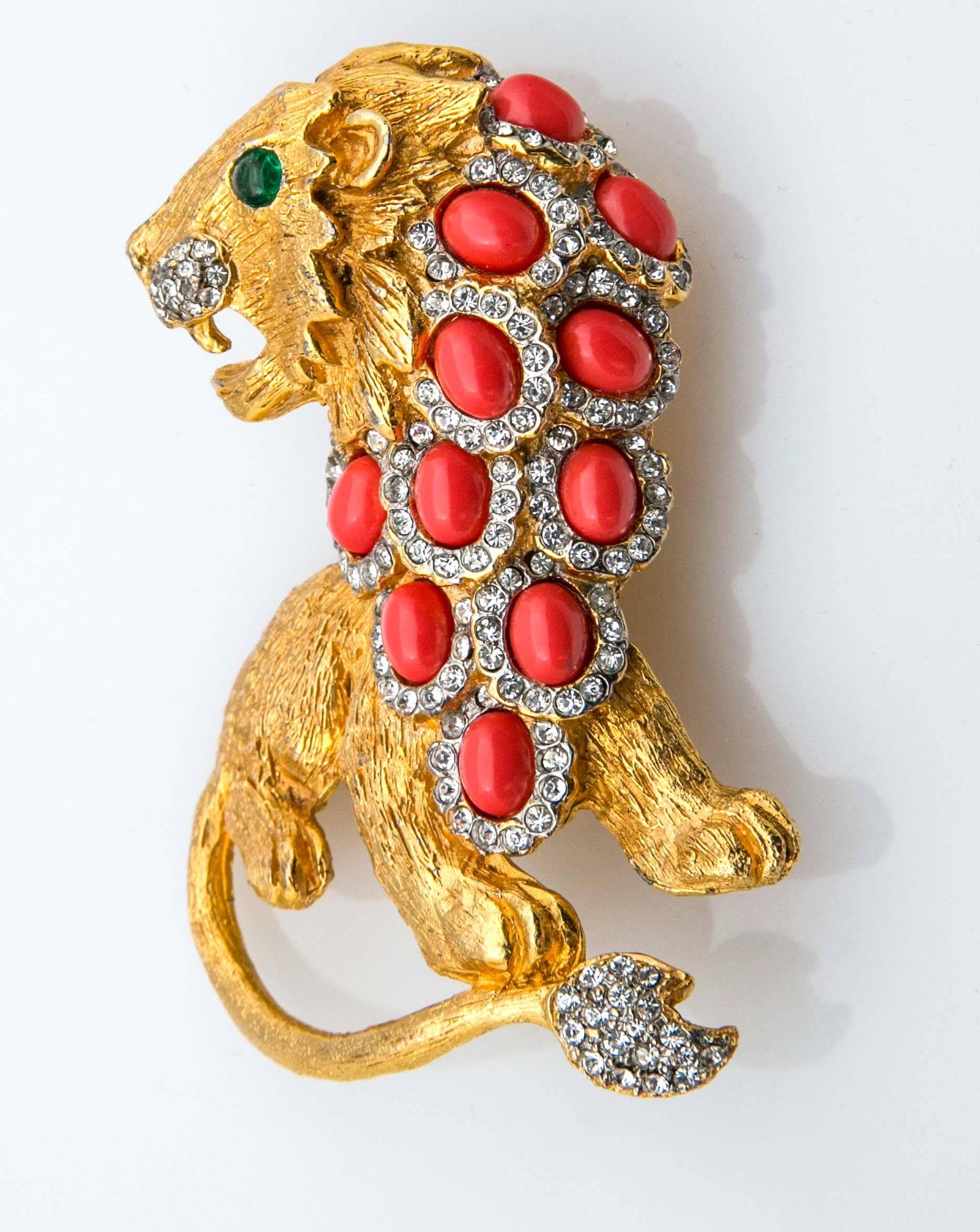 1960s K.J.L. Lion Brooch  In New Condition In Stamford, CT