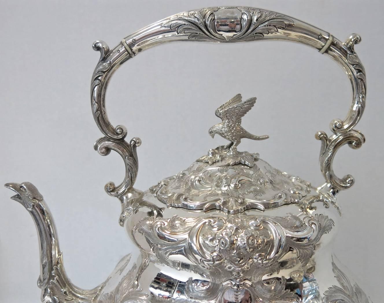 Victorian Antique English Sterling Silver Hand Chased Tea Service 3