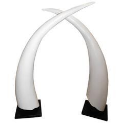 Rare and Exceptional Pair of Hand-Carved Live Edge Tusk by Franz Reich, circa 1