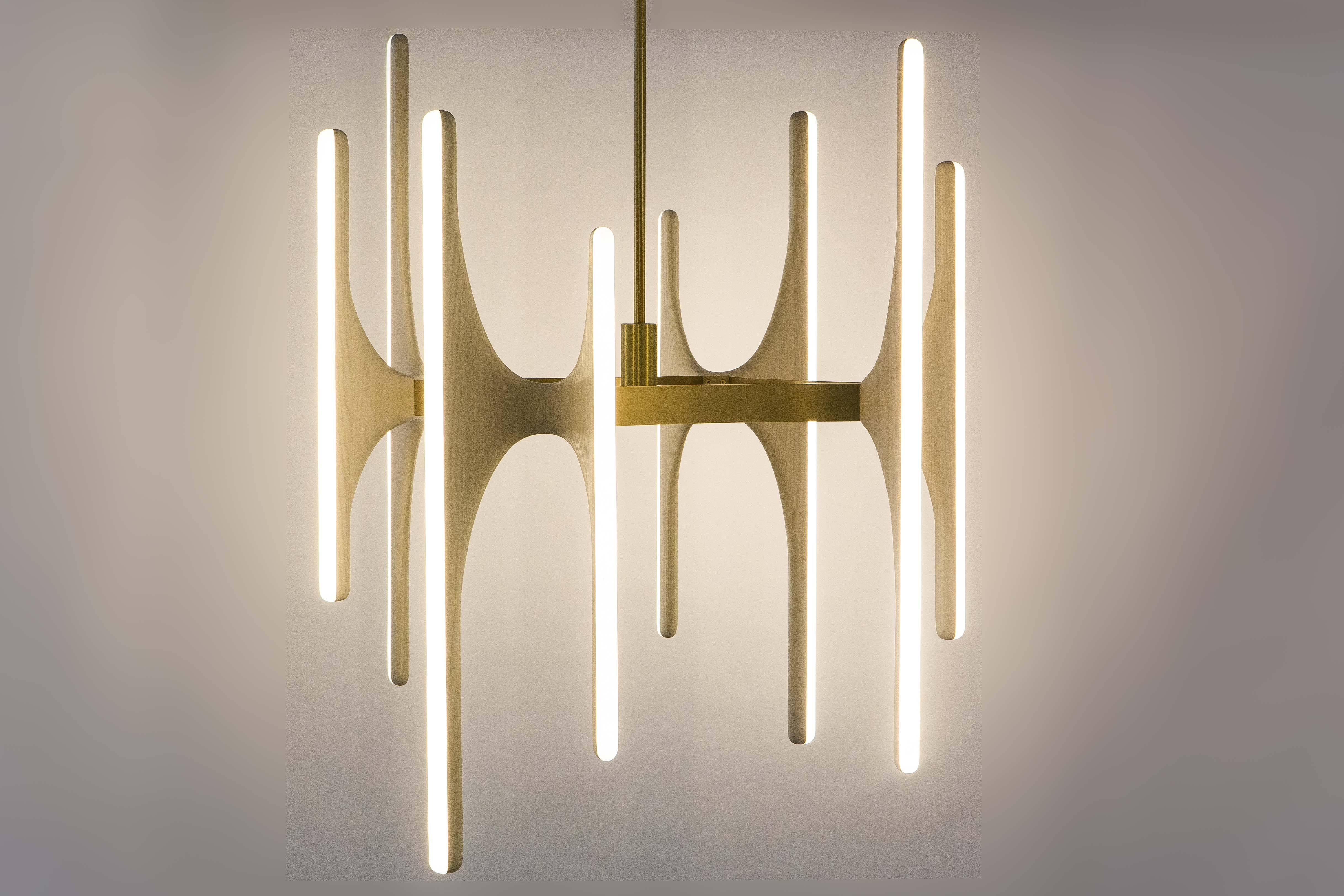 American Markus Haase, Bleached Ash and Onyx Chandelier, USA, 2016 For Sale