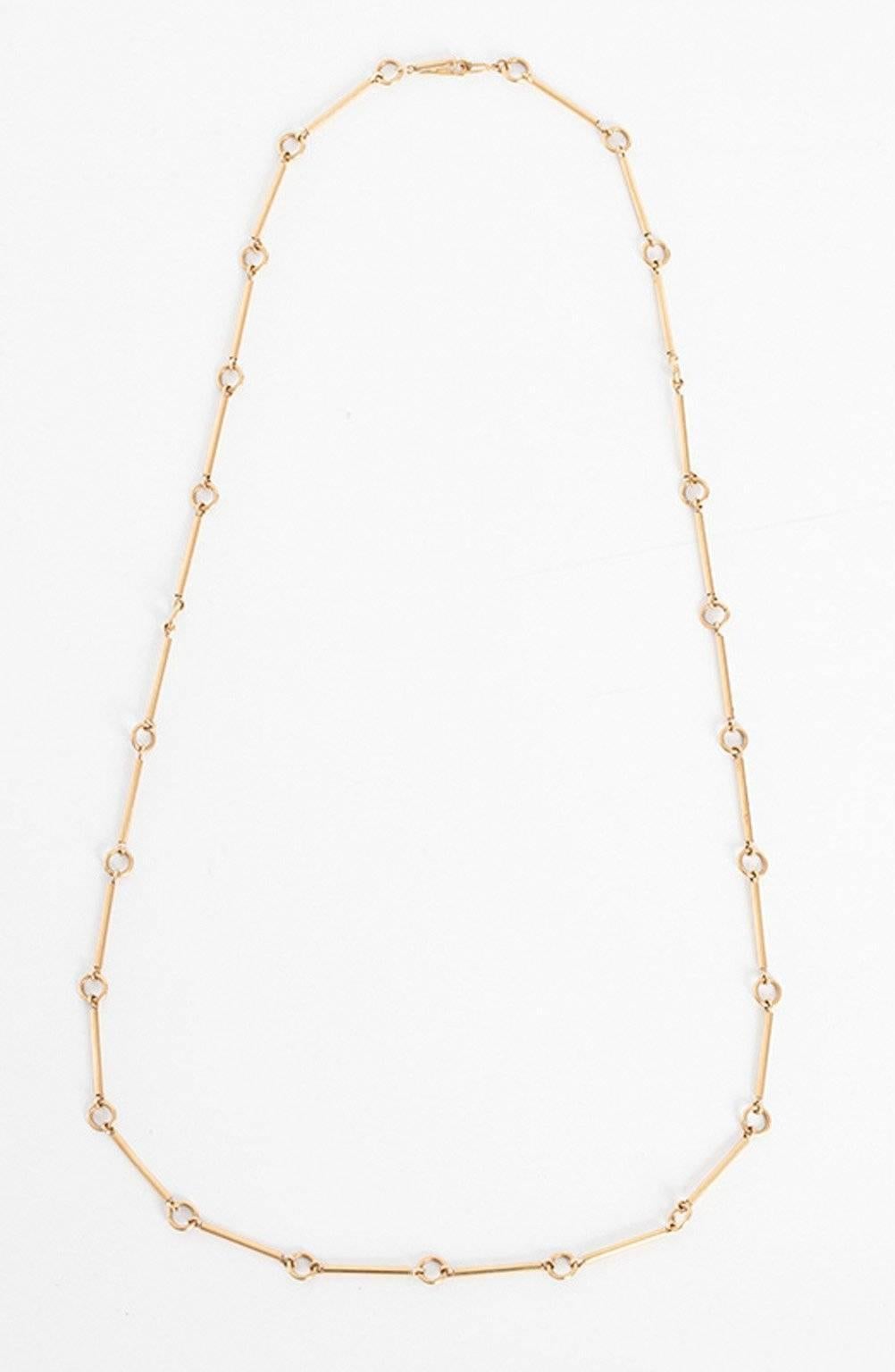14K gold bar-link necklace.