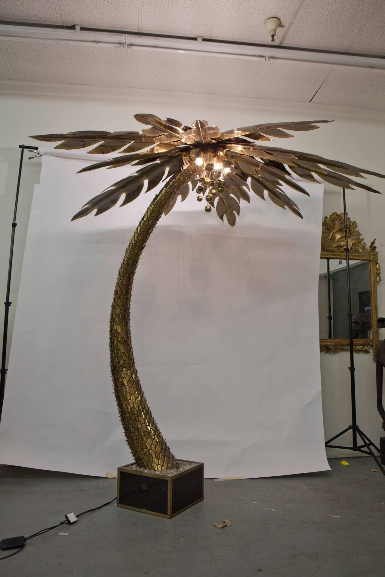 French Palm Tree Floor Lamp Attributed to Maison Jansen
