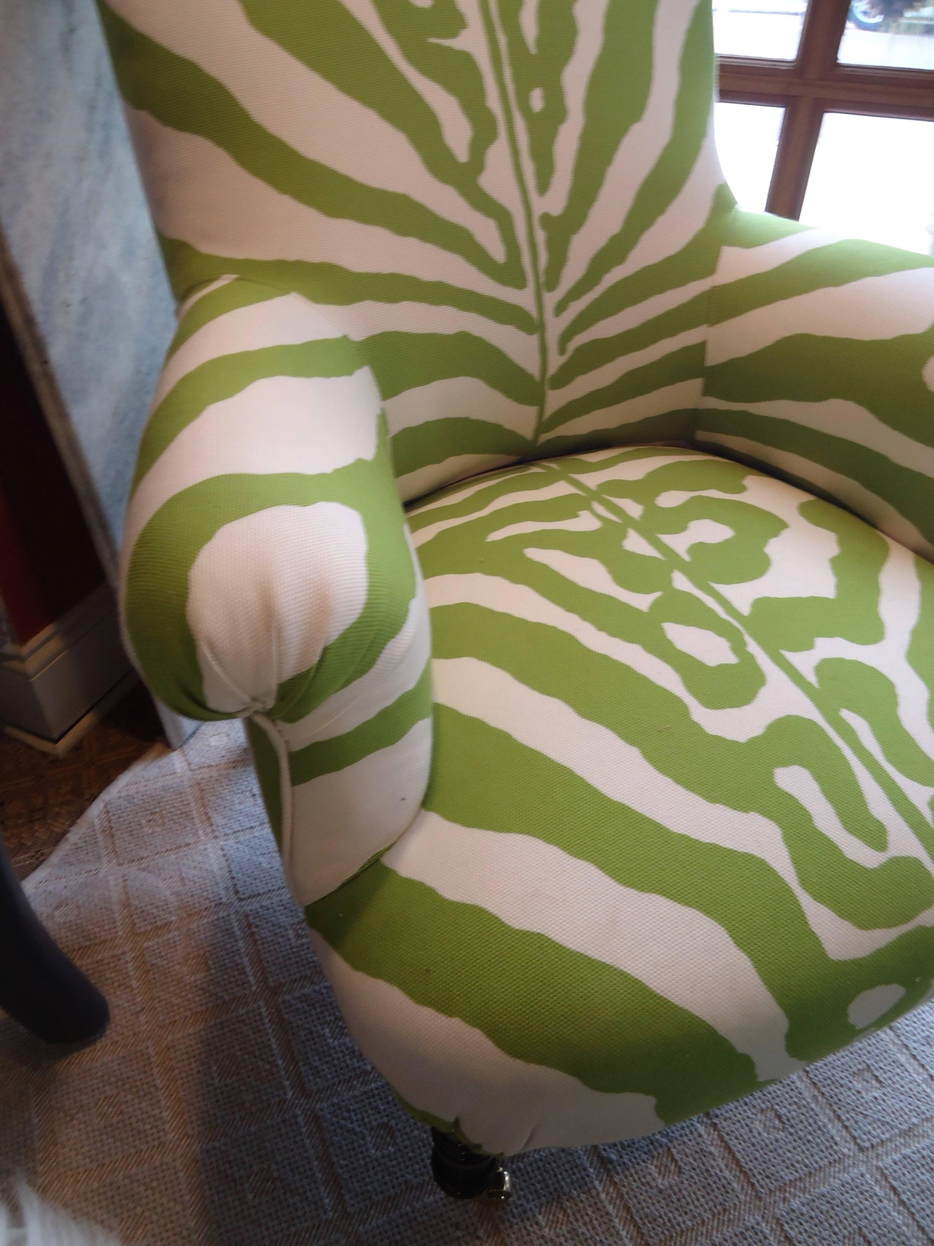 Vintage Club Chair in Scalamandre Faux Zebra In Excellent Condition In Hopewell, NJ