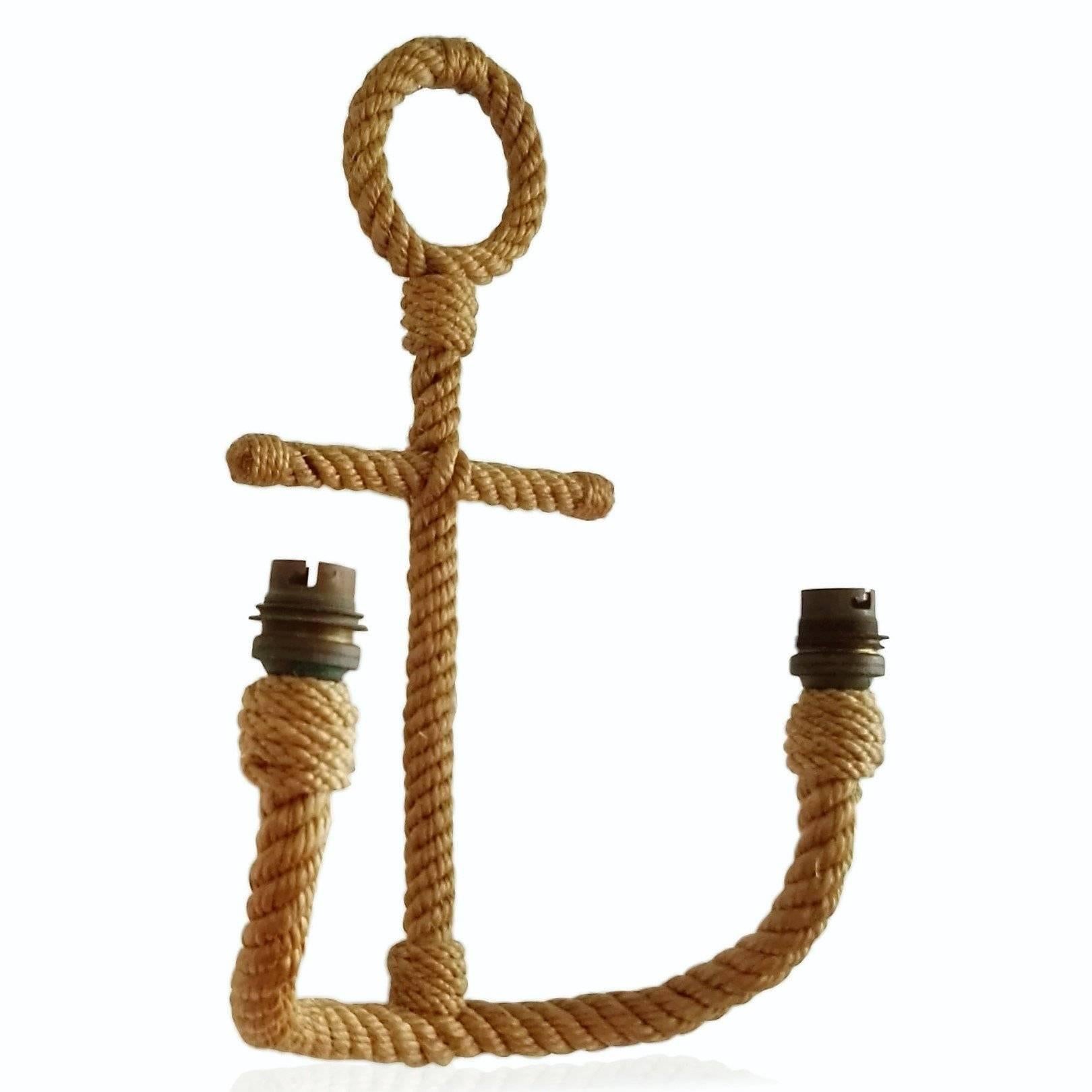 Single Anchor Shaped Rope Sconce by Audoux Minet, France, 1960s In Good Condition In New York, NY