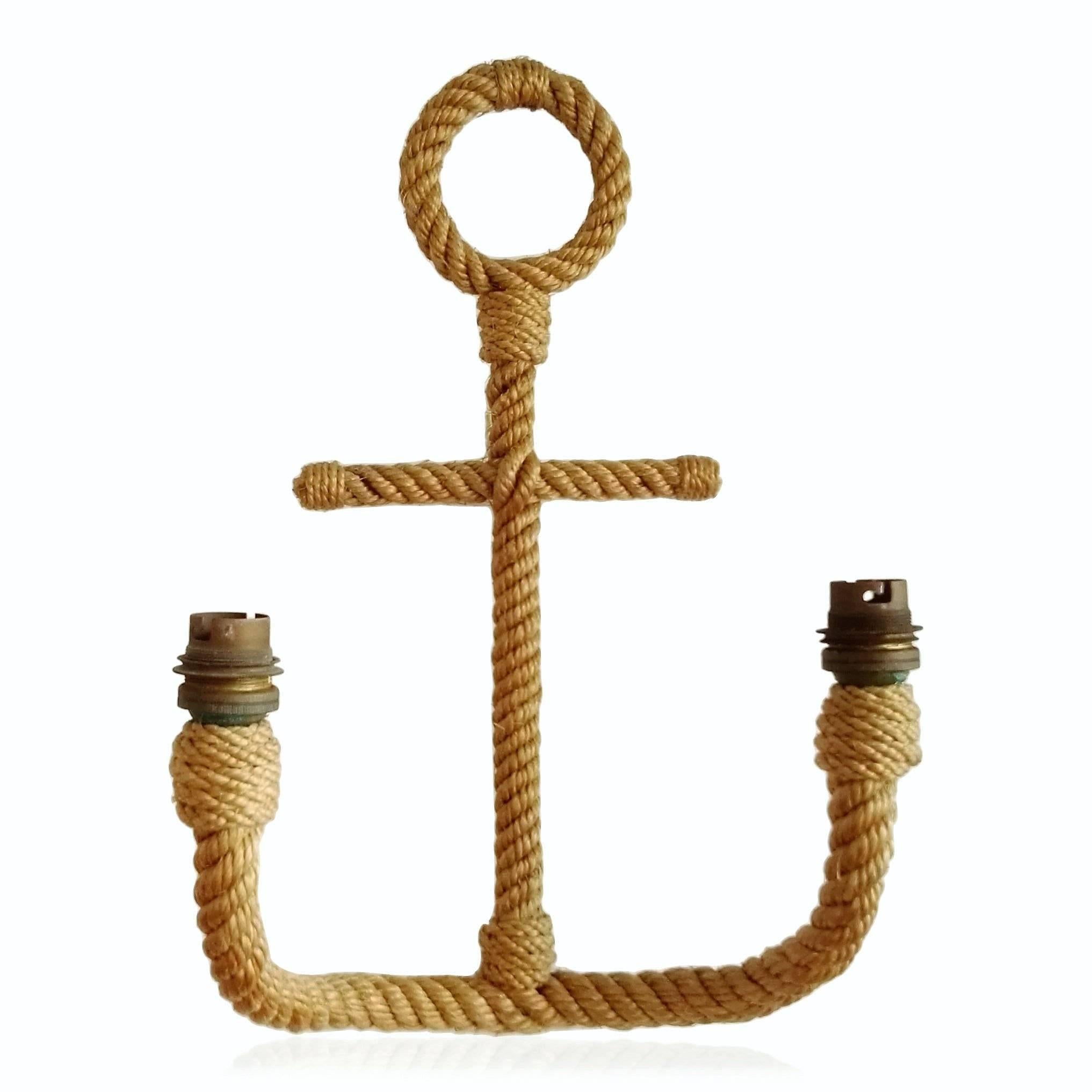 Mid-20th Century Single Anchor Shaped Rope Sconce by Audoux Minet, France, 1960s