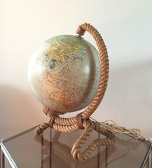 Lit Rope World Map by Audoux Minet and Cartes Taride, France, 1960s