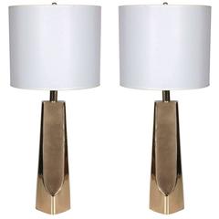 Pair of Modernist Brass Table Lamps by Laurel 12