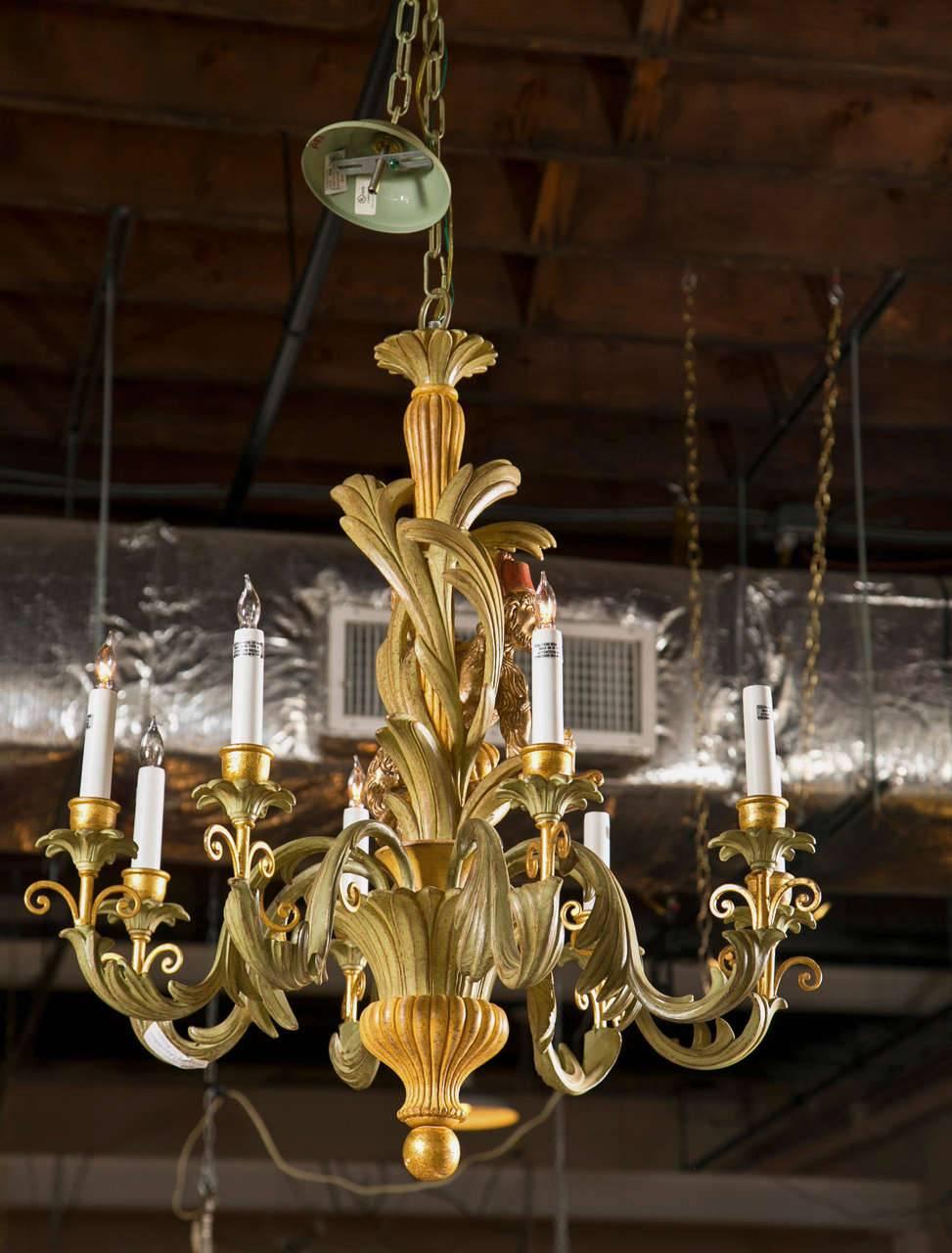 French Painted Wooden Chandelier 1