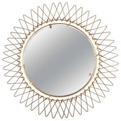 French Petite Brass Wire Starburst Mirror