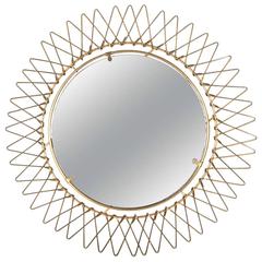 French Petite Brass Wire Starburst Mirror 1