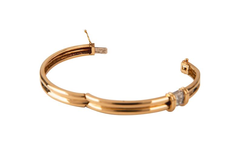 Tiffany and Co. Set of Three Diamond Gold Bracelets For Sale at 1stDibs