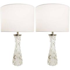 Pair of Carl Fagerlund Clear Crystal Lamps 5