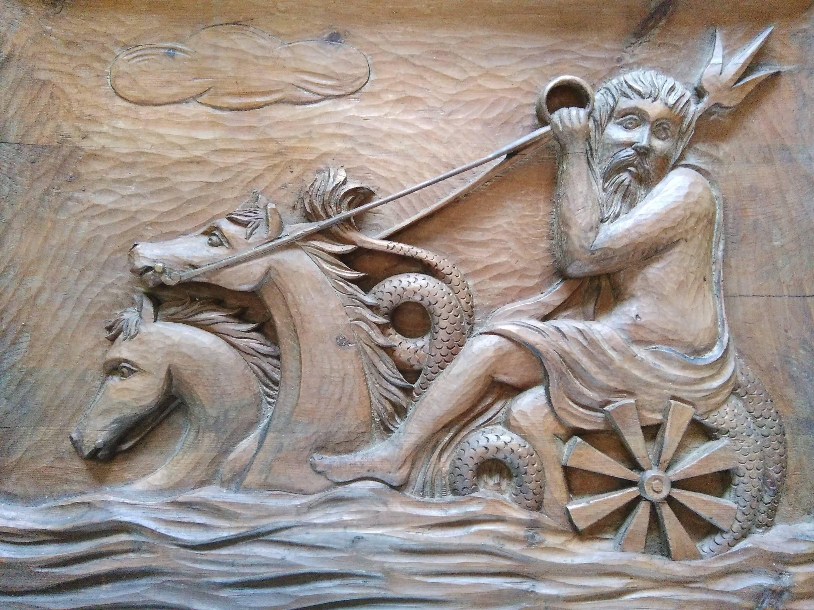 Rare Wall Sculpture, Carved Wood Panel, France, 1940s In Fair Condition For Sale In New York, NY