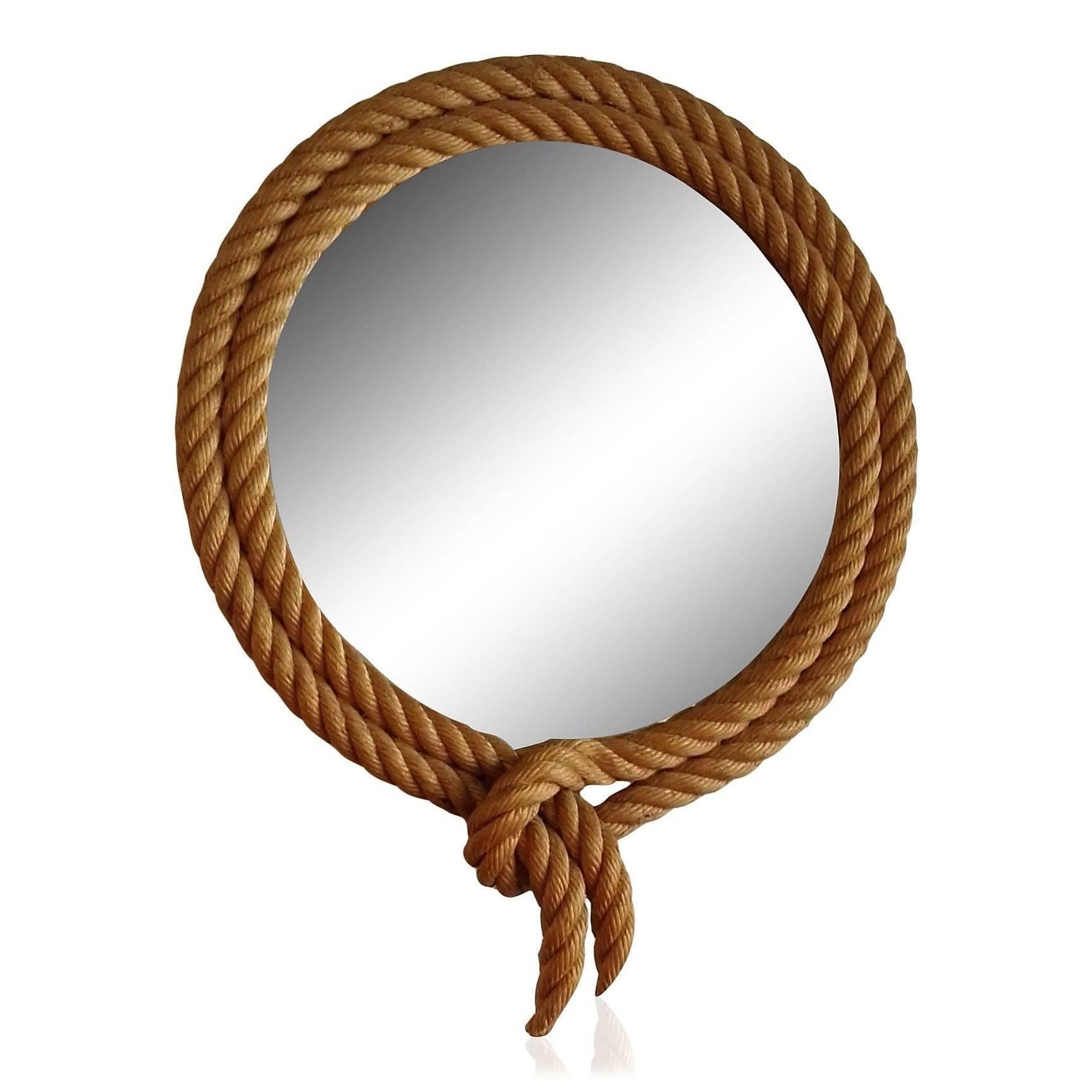 French Petite Rope Mirror by Audoux Minet, France, 1960s