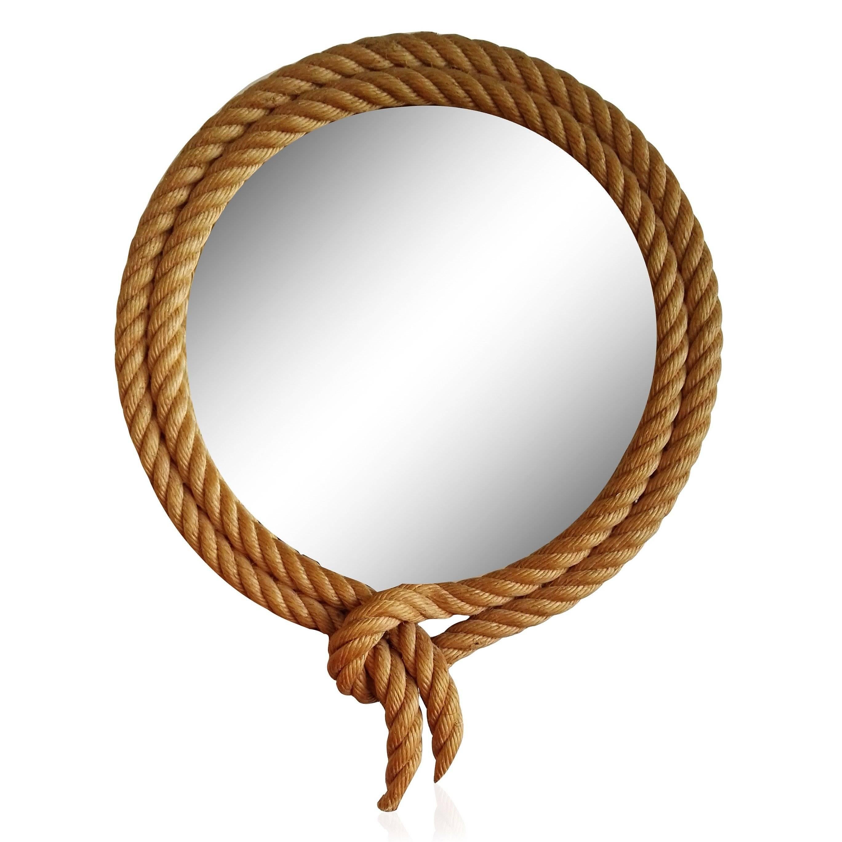 Petite Rope Mirror by Audoux Minet, France, 1960s In Good Condition In New York, NY