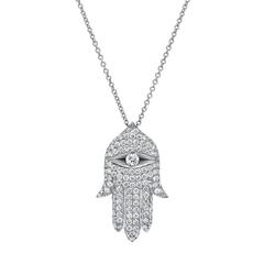 Hamsa Diamond White Gold Pendant