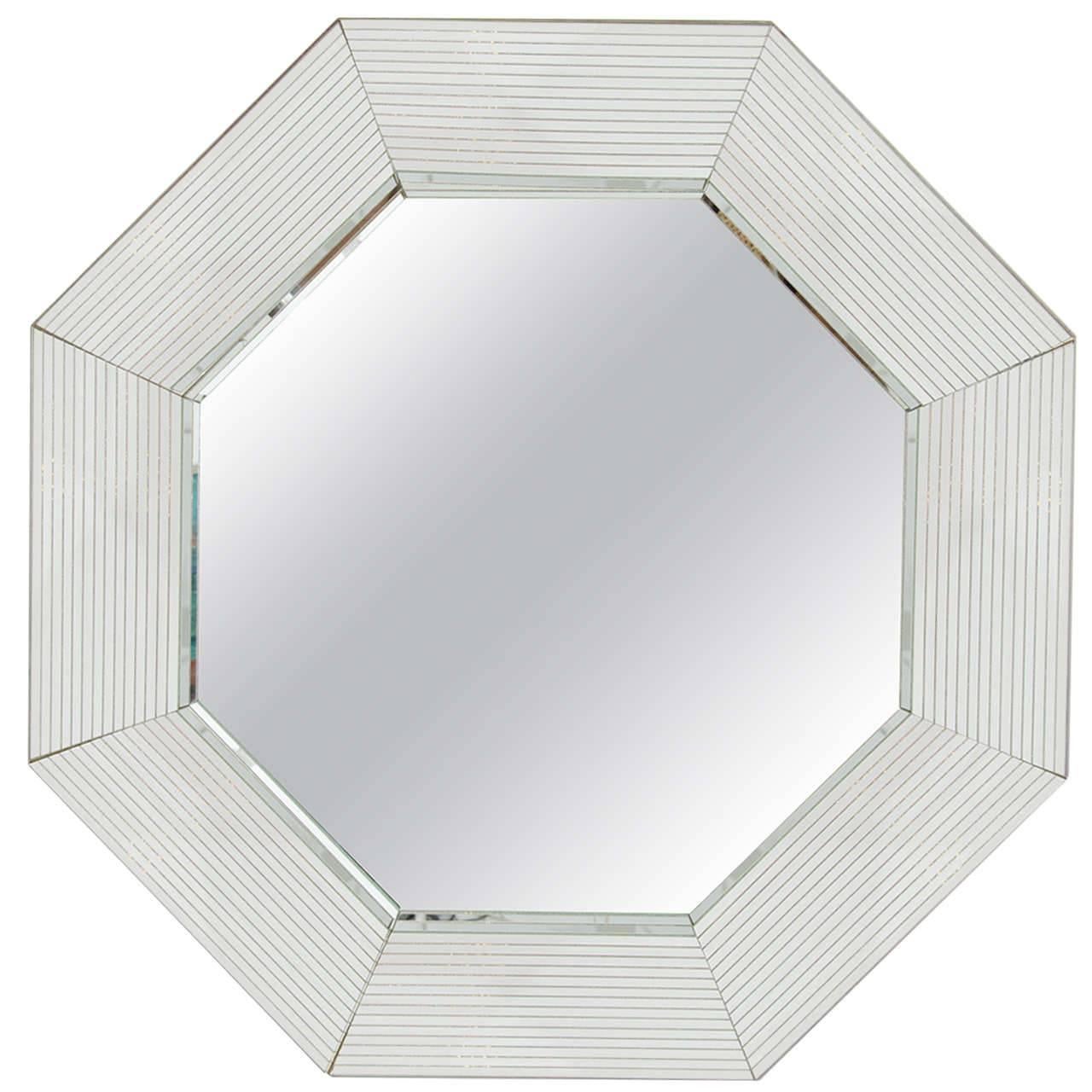 Octagonal Wall Mirror in the Style of Karl Springer, 1970s Disco Era New York