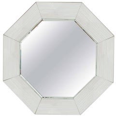 Specchio da parete ottagonale nello stile di Karl Springer, anni '70, New Era Disco