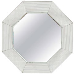 Vintage Octagonal Wall Mirror in the Style of Karl Springer, 1970s Disco Era New York