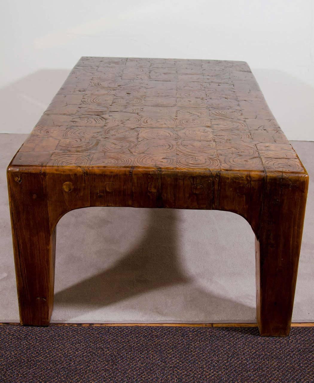 natural wood block coffee table
