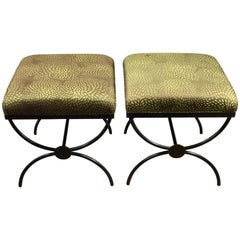 Pair of Maison Jansen Style Curule Benches with Missoni Fabric 5