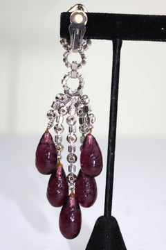 Robert Sorrell Faux Diamond Amethyst Chandelier Earrings