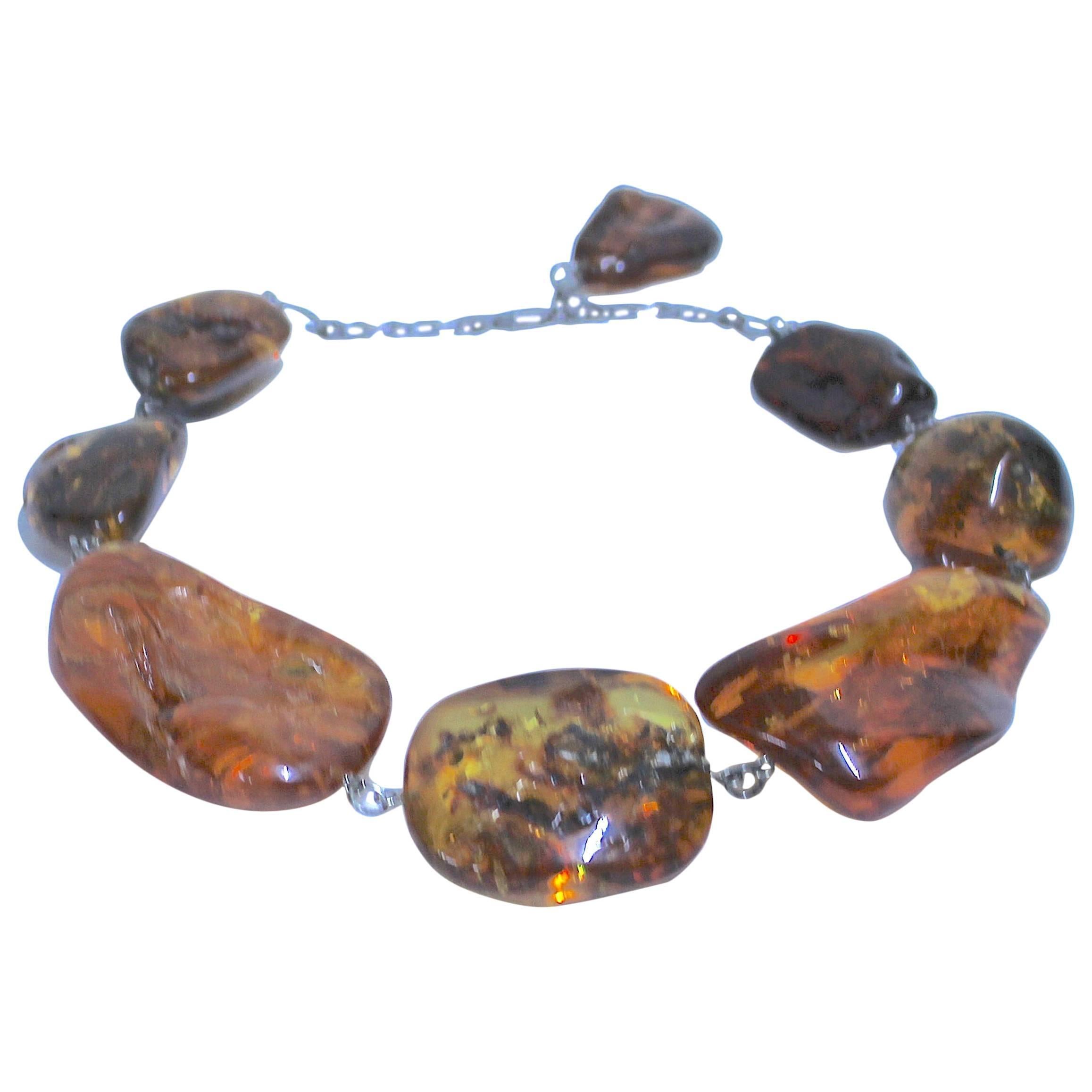 Special Massive Graduated Glowing Ancient Baltic Amber Necklace-Famed Provenance For Sale