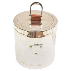 Ralph Lauren Vintage Silver Plate Ice Bucket Leather Pull Handle, Thongs Barware