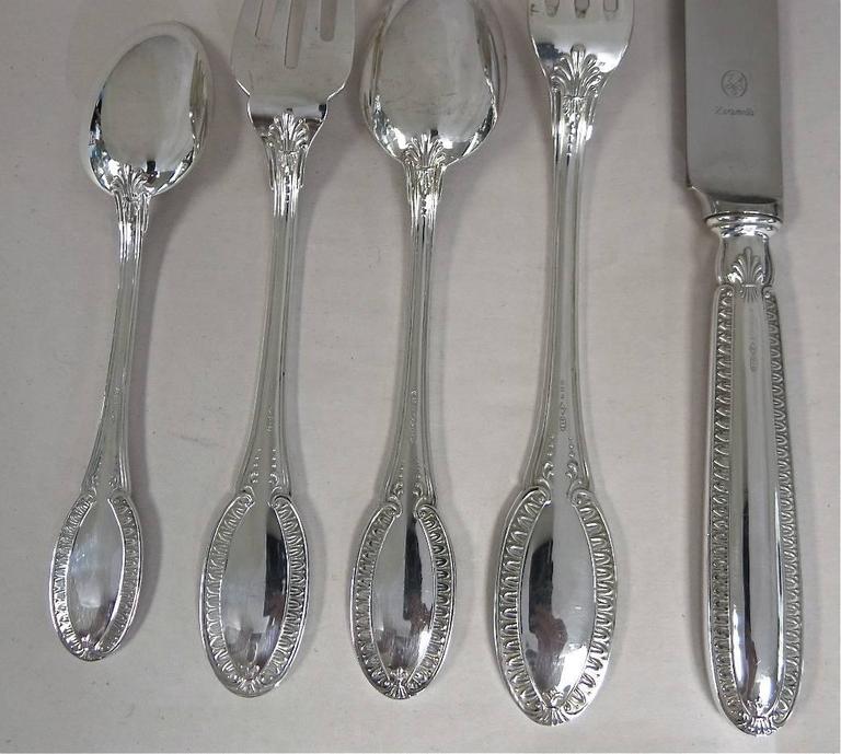 Italian Sterling Silver Flatware Set for 12 in the Empire Style at 1stDibs