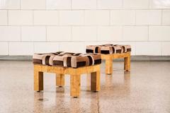 Paul Evans Pair of Upholstered Stools