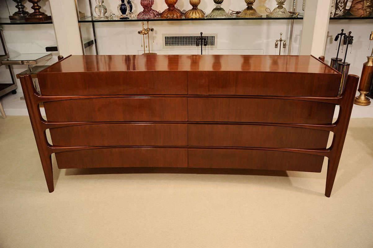 Rare Joseph Hinn Mahogany Double Dresser In Excellent Condition For Sale In New York, NY