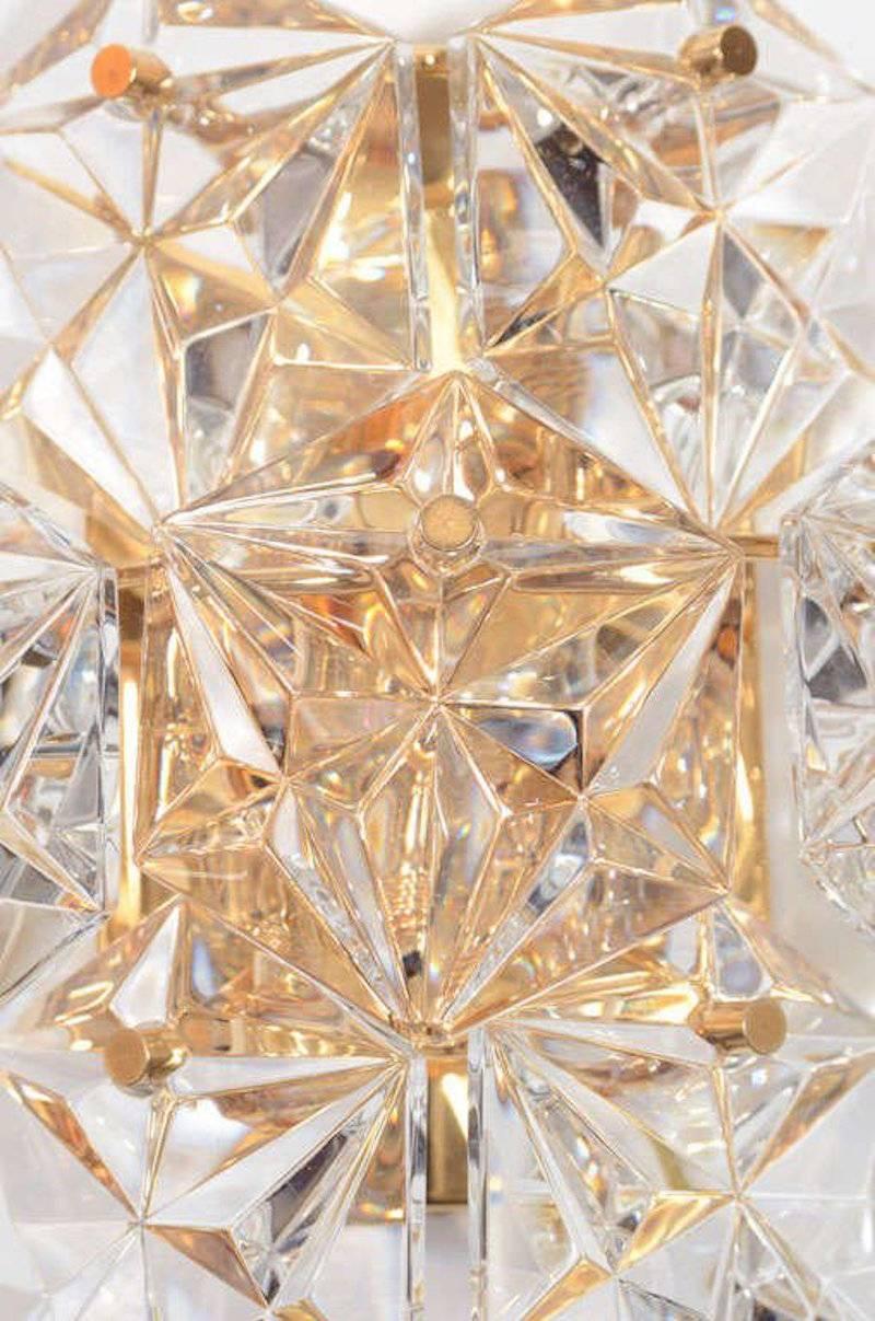 20th Century Kinkeldey 22kt Gilt, Faceted Crystal Sconces For Sale