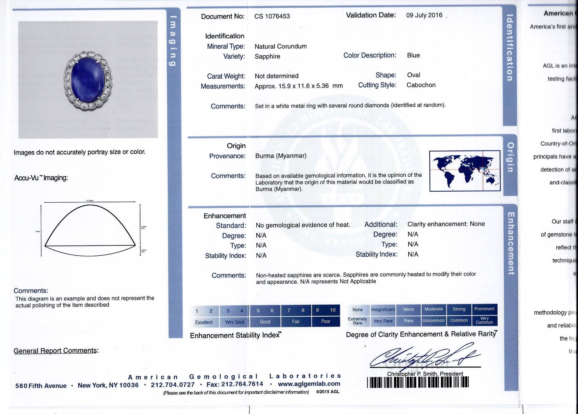 10.20 Carat Burma No Heat Sapphire Diamond Platinum Ring 2