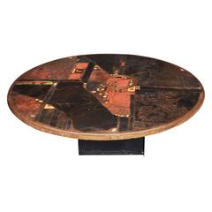 Large Slate Stone Coffee Table by Paul Kingma, Signed "Kingma 1981"