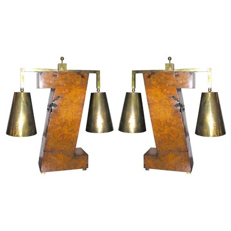 Pair of 1950s Architectural Table Lamps