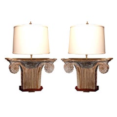 Pair of Architectural Fragments Mounted as Lamps