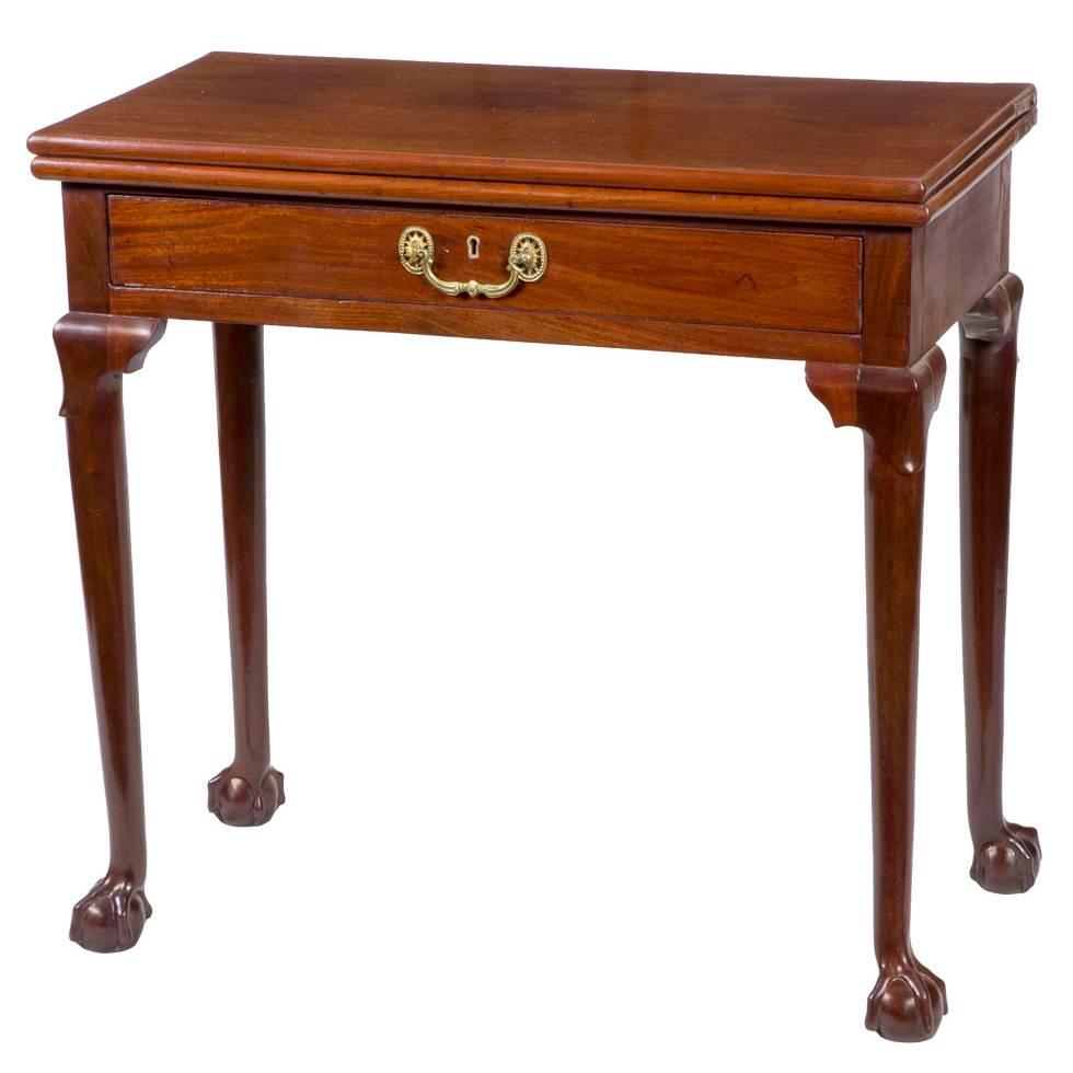 Diminutive Carved Mahogany Chippendale Card Table, England, circa 1780 For Sale