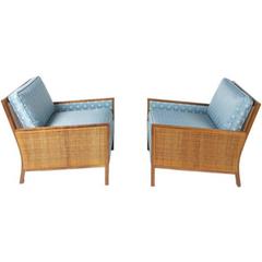 Milo Baughman 1950s Cane Panel Club Chairs 9