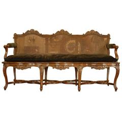 19th Century Regence Style Walnut French Cane Settee, Shell Motif 6