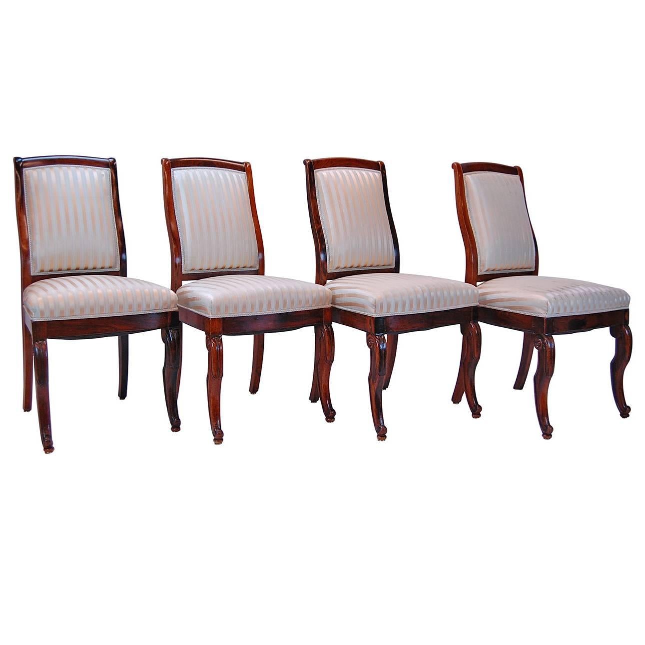 19th Century French Rosewood Side Chairs, Set of Four