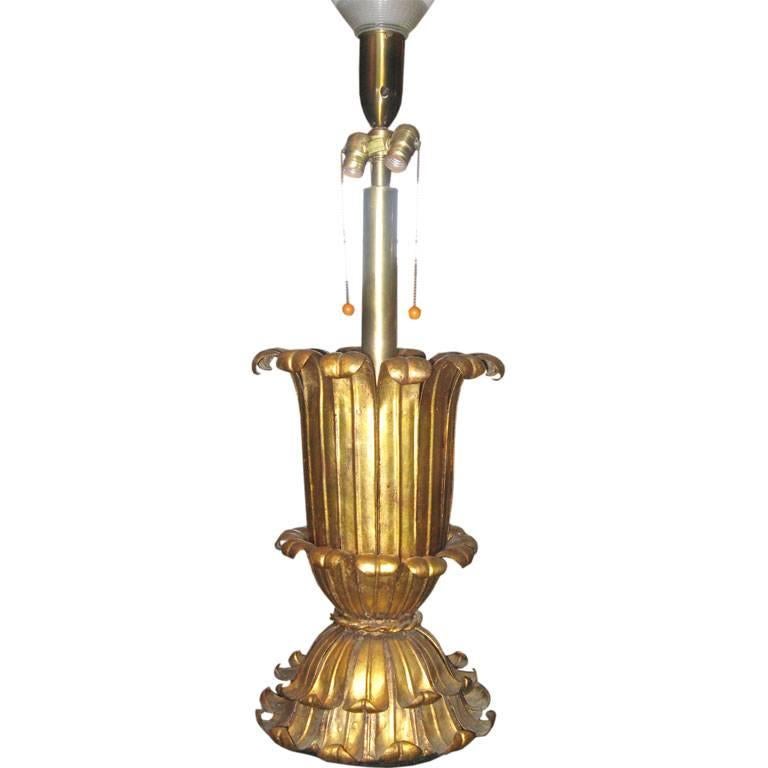 Midcentury Monumental Gilded Lamp by Marbro Lamp Co. L.A. CA. For Sale