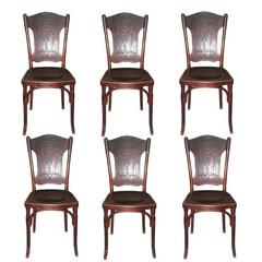Six Austrian Bentwood Chairs Signed J.J.Kohn/Thonet 9