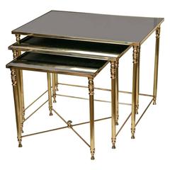 Set of Vintage French Brass Neoclassical Style Nesting Tables 9