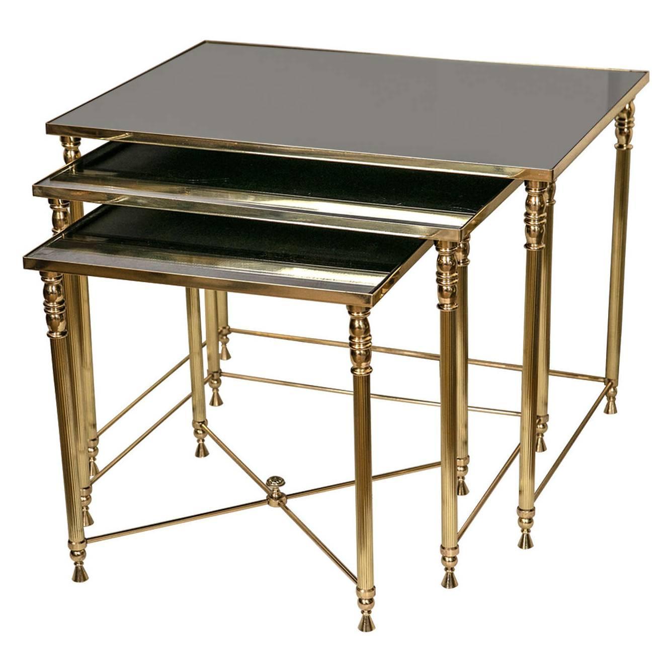 Set Of Vintage French Brass Neoclassical Style Nesting Tables For Set Of Vintage French Brass Neoclassical Style Nesting Tables For At 1stdibs