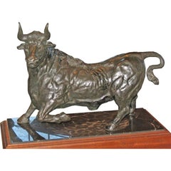 Used Bronze Sculpture of Bull - Signed