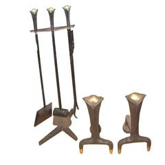 Modernist Donald Deskey Andirons and Tools 4