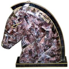 Deco Inlayed Stone Horse Sculpture