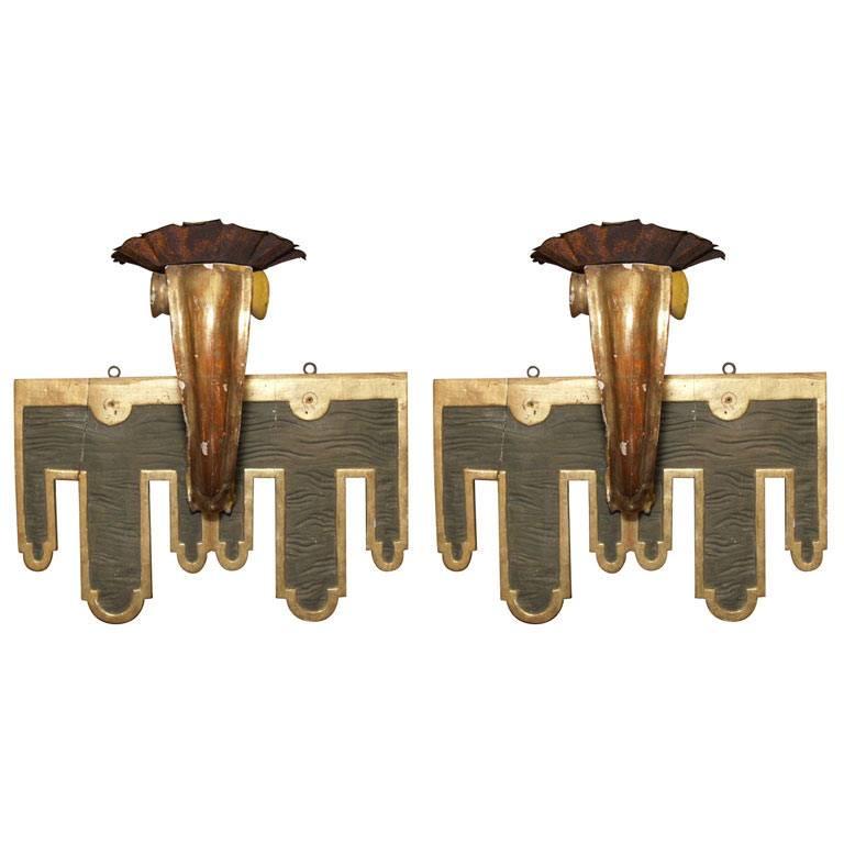 Pair of 19th Century Italian Medieval Style One-Arm Sconces For Sale